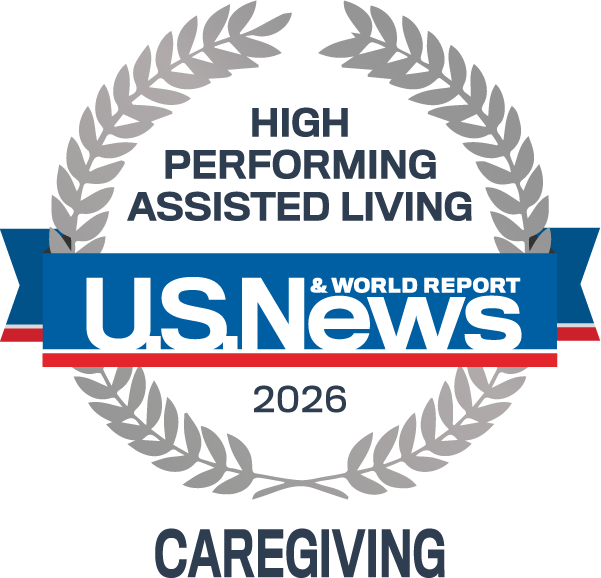 U.S. News 2026 High Performing Assisted Living award badge celebrating the community's excellence in caregiving.